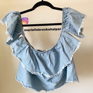 Denim off the shoulder top